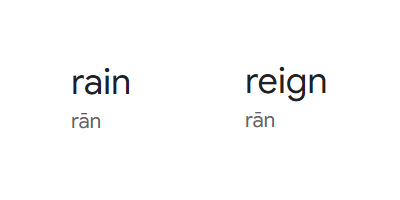 Rain/Reign - レインの発音(Google 翻訳)の比較