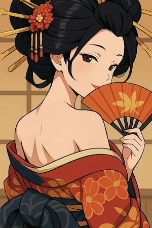 うなじを強調した江戸時代風の女性