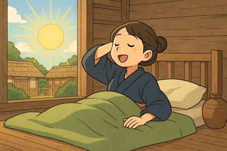日の光で目覚める昔の人々